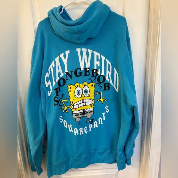 NWT SpongeBob “Stay Weird”Turquoise Sweatshirt Hoodie Size 3XL - Picture 9 of 9